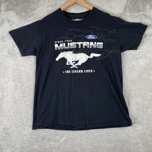 Ford Mustang Shirt Mens Large Black Graphic Tee JH Design Muscle Car Racing